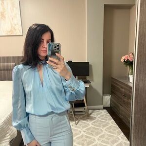 Baby blue blouse with back tie